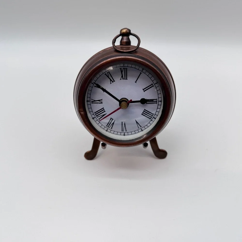 Vintage Style Desk Clock Prestige Quartz Table Clock Bronze Finish with Tripod